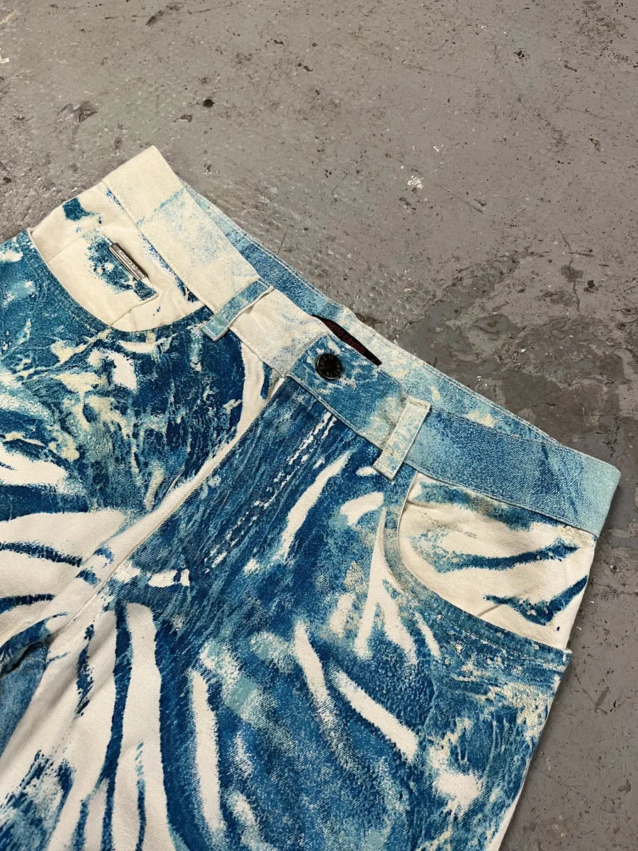 2000s Roberto Cavalli Wave Blue Aqua Tide Pants LeStdnG 7