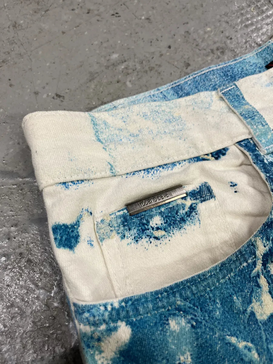 2000s Roberto Cavalli Wave Blue Aqua Tide Pants LeStdnG 8