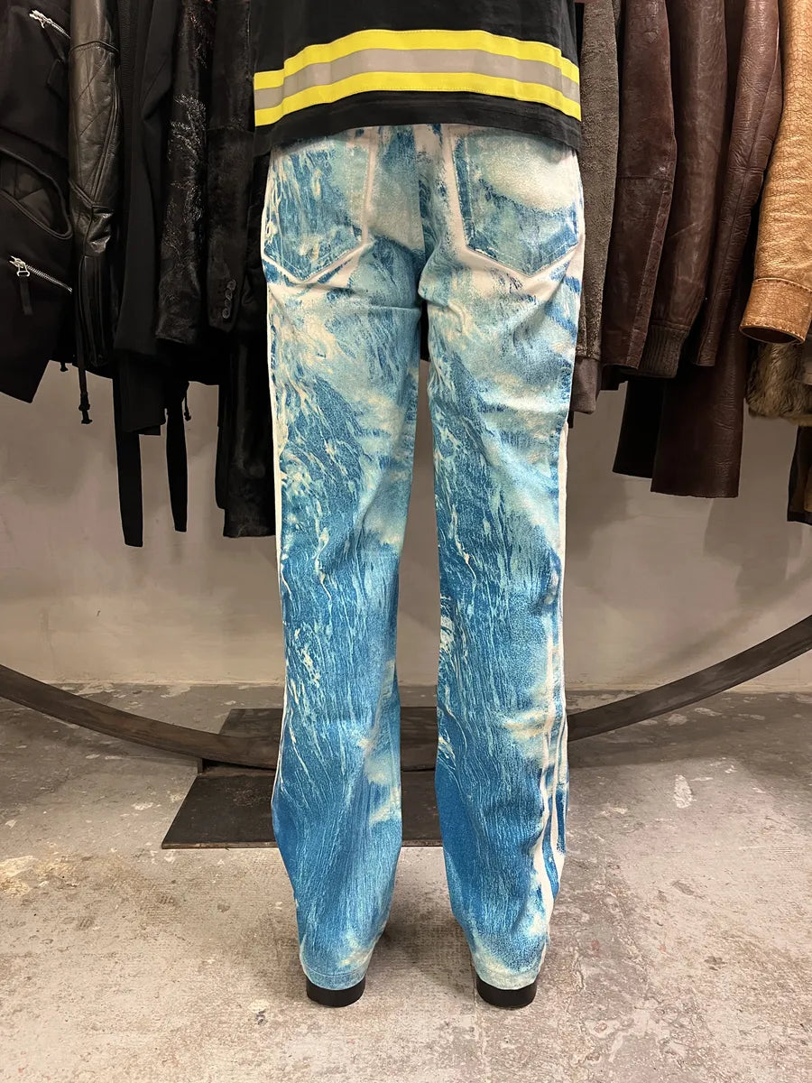 2000s Roberto Cavalli Wave Blue Aqua Tide Pants LeStdnG 3