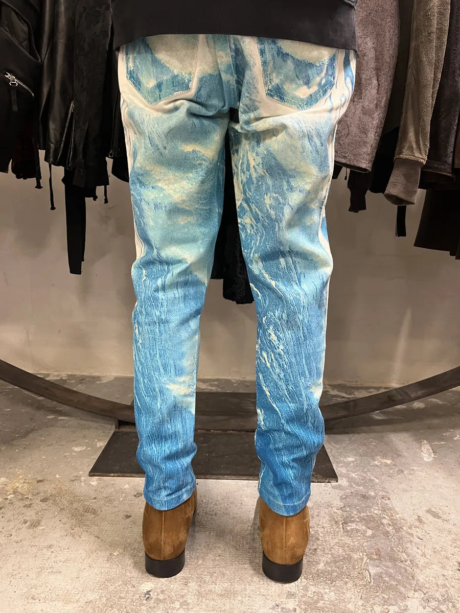 2000s Roberto Cavalli Wave Blue Aqua Tide Pants (S) aLOSCzT 2