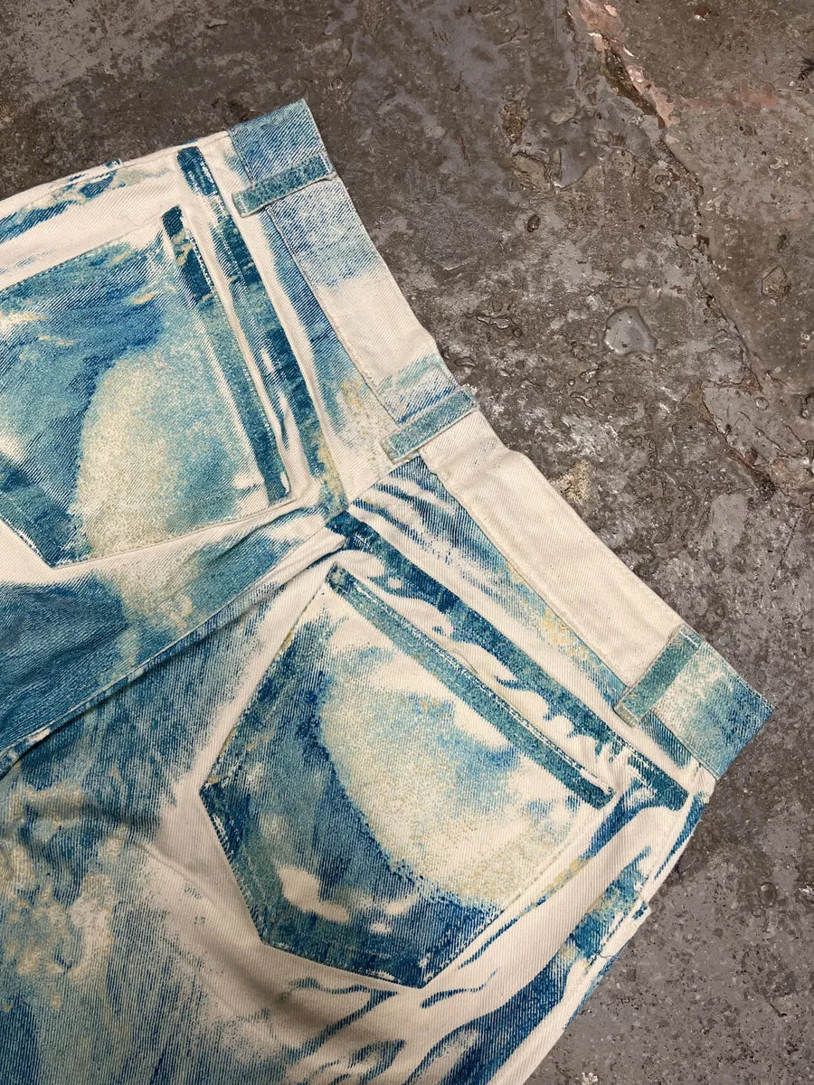 2000s Roberto Cavalli Wave Blue Aqua Tide Pants (S) aLOSCzT 4