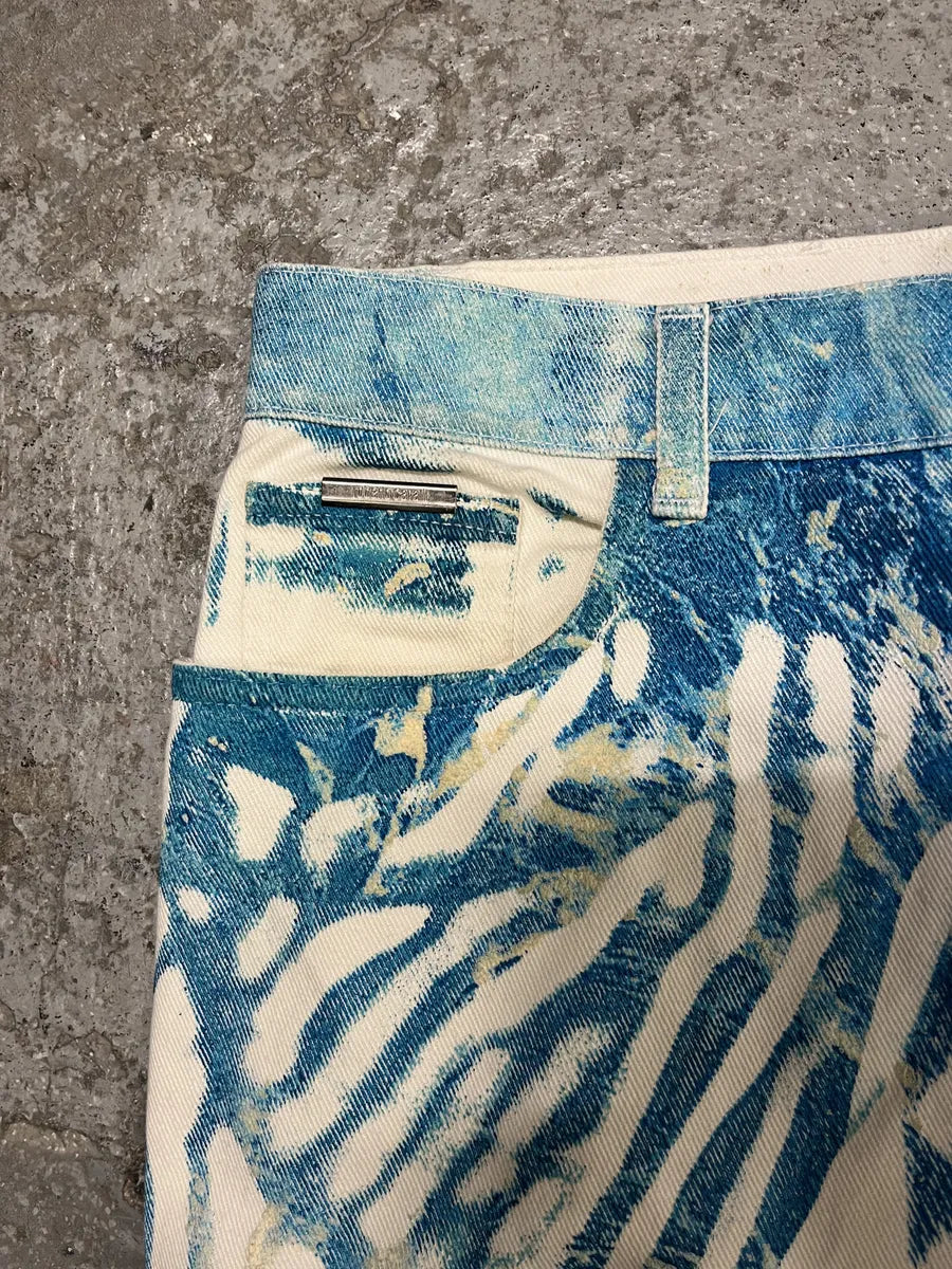 2000s Roberto Cavalli Wave Blue Aqua Tide Pants (S) aLOSCzT 9