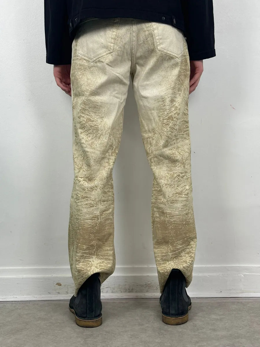 2000s Roberto Cavalli White & Beige Marble Abstract Pants ZrIgafu 3