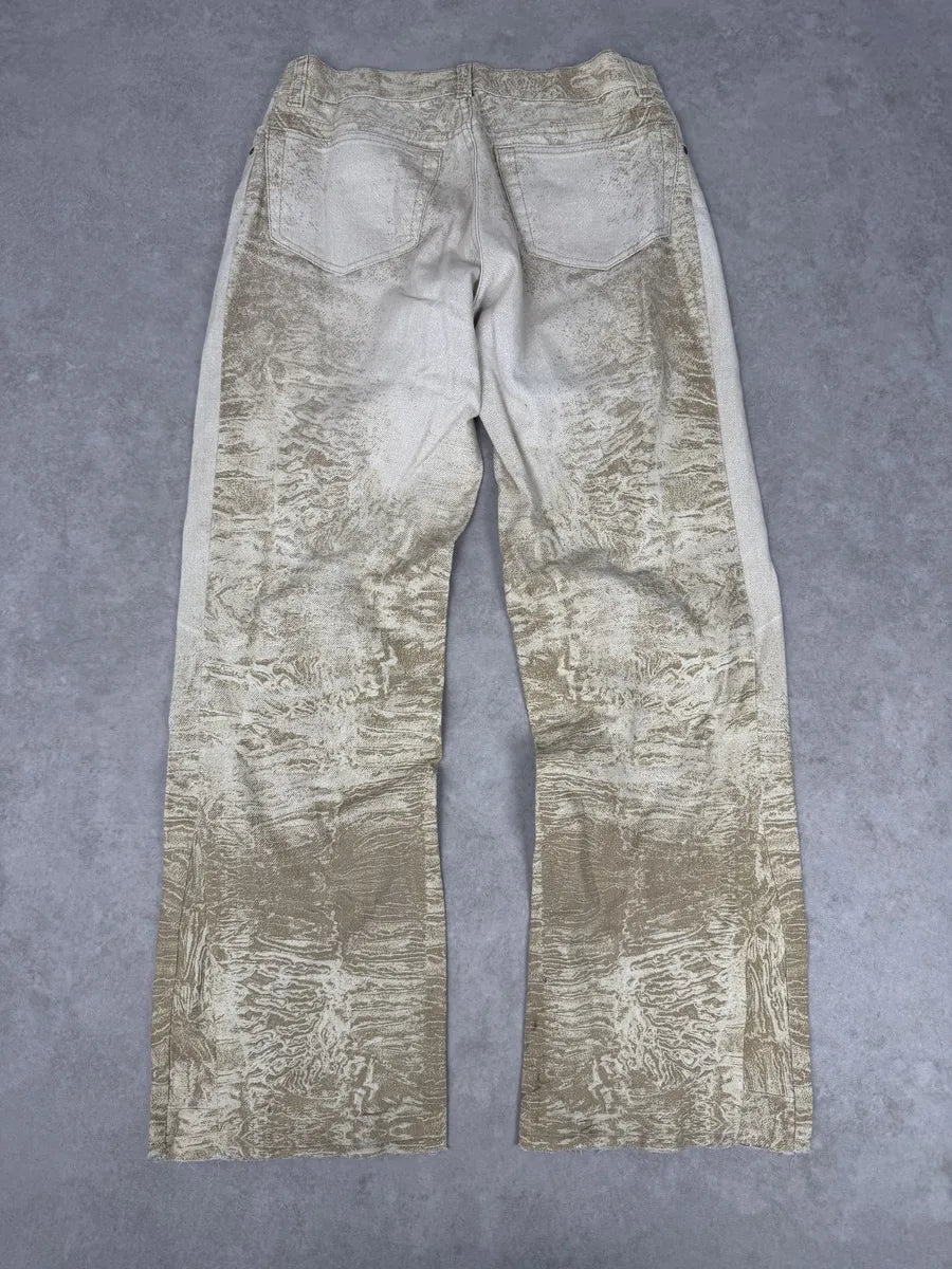 2000s Roberto Cavalli White & Beige Marble Abstract Pants ZrIgafu 4