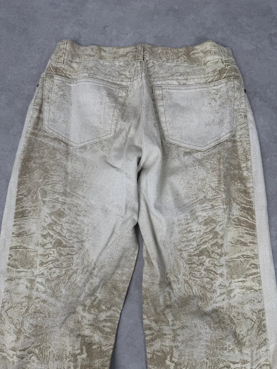2000s Roberto Cavalli White & Beige Marble Abstract Pants ZrIgafu 5