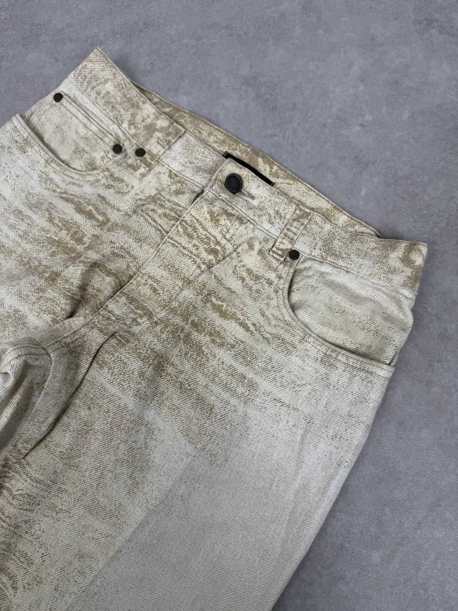 2000s Roberto Cavalli White & Beige Marble Abstract Pants ZrIgafu 8