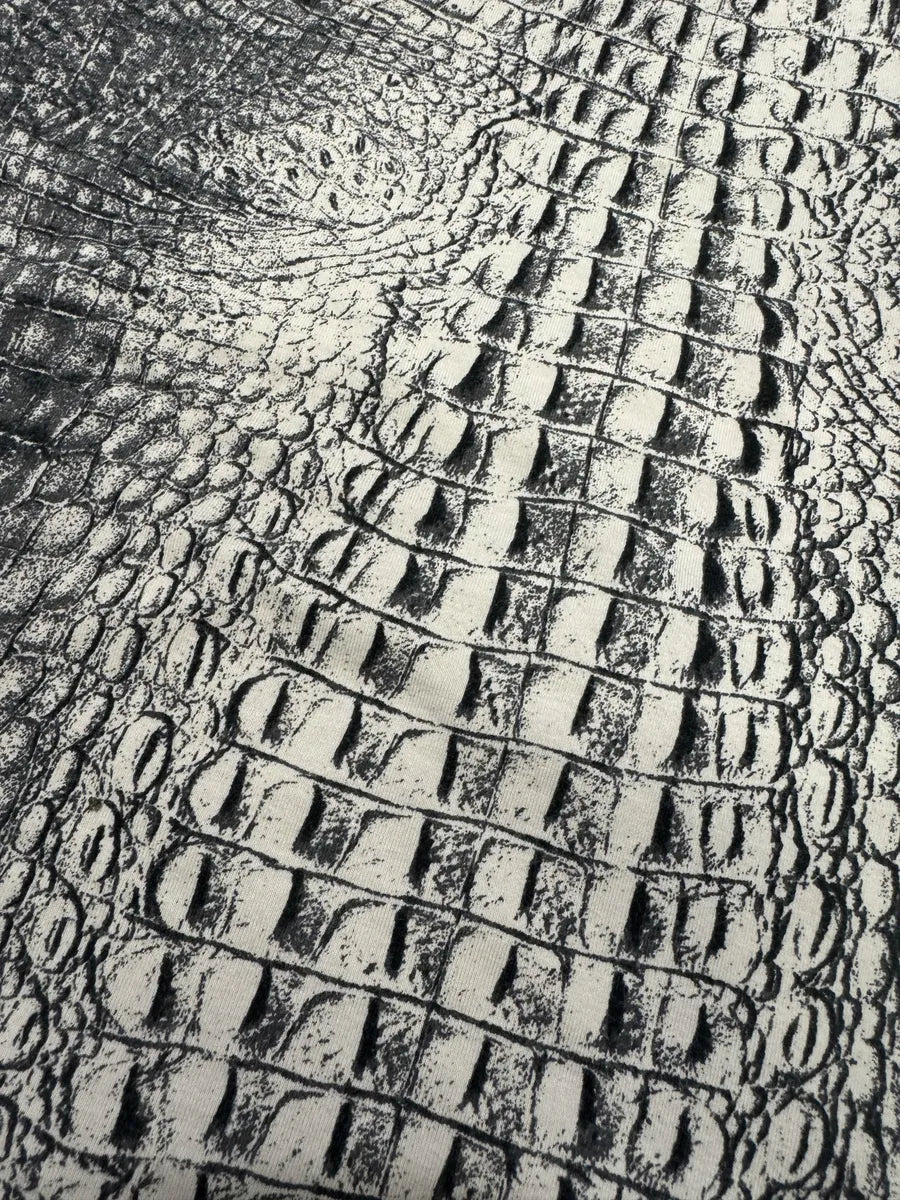 2000s Roberto Cavalli White & Grey Crocodile Effect T-Shirt (S) ckFycZk 3