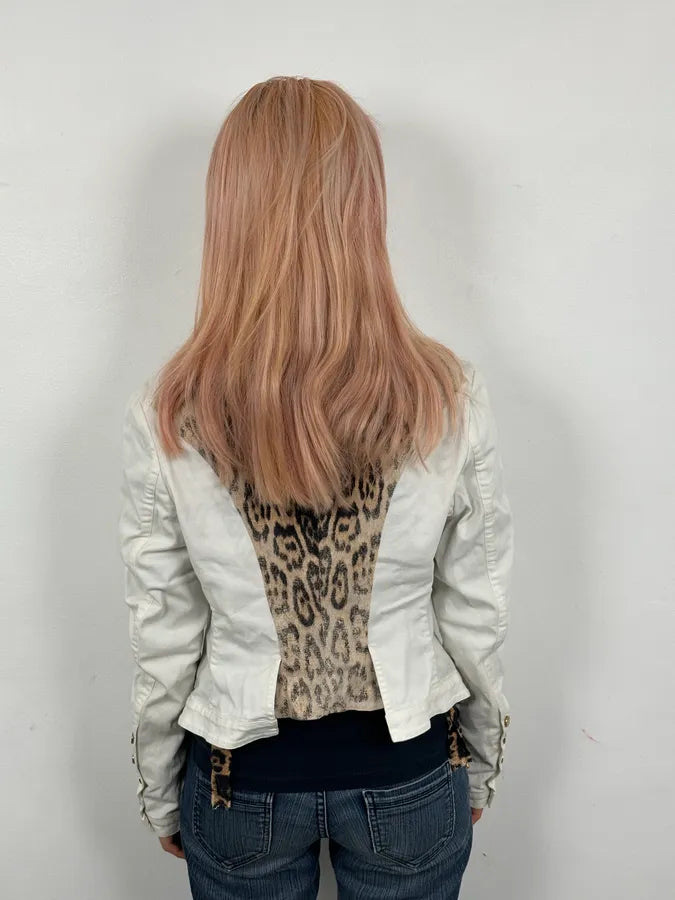 AW2001 Roberto Cavalli White & Leopard Patchwork Jacket zJRTWaB 3