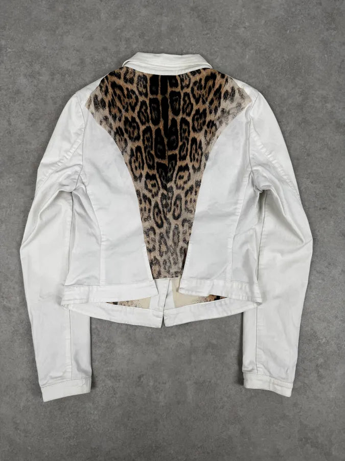 AW2001 Roberto Cavalli White & Leopard Patchwork Jacket zJRTWaB 0