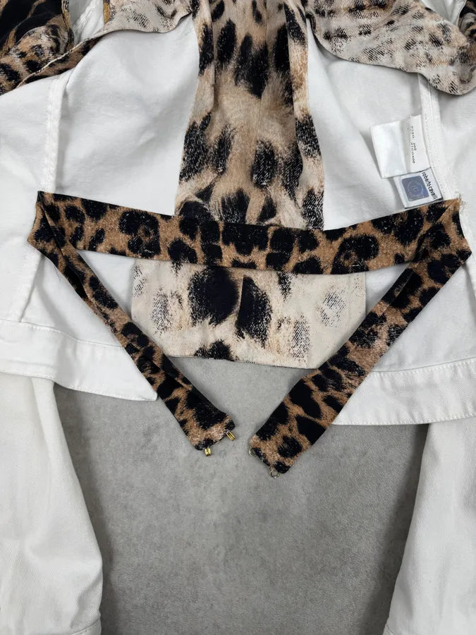 AW2001 Roberto Cavalli White & Leopard Patchwork Jacket zJRTWaB 7