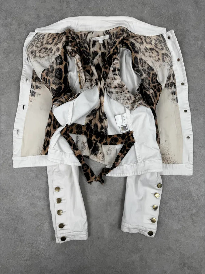 AW2001 Roberto Cavalli White & Leopard Patchwork Jacket zJRTWaB 6