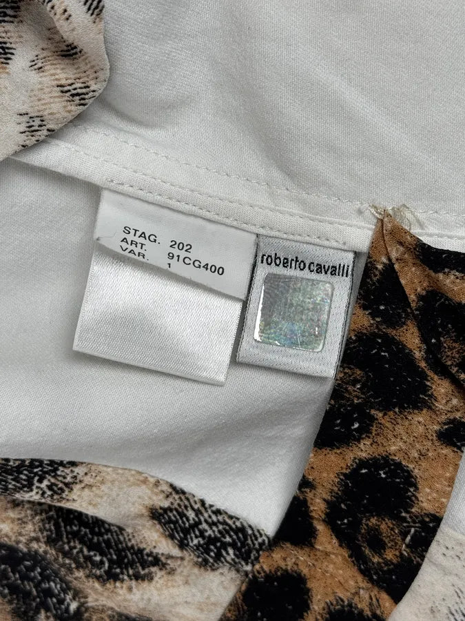 AW2001 Roberto Cavalli White & Leopard Patchwork Jacket zJRTWaB 13