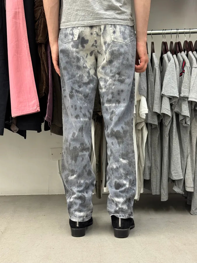 2000s Roberto Cavalli White & Navy Nighscale Stained Pants DoFfcTK 3
