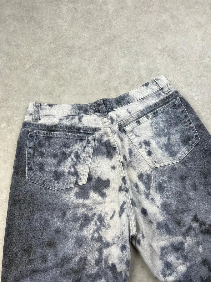 2000s Roberto Cavalli White & Navy Nighscale Stained Pants DoFfcTK 7