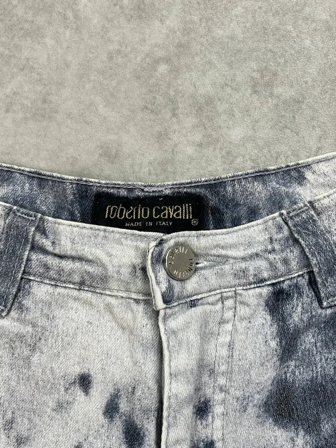 2000s Roberto Cavalli White & Navy Nighscale Stained Pants DoFfcTK 9