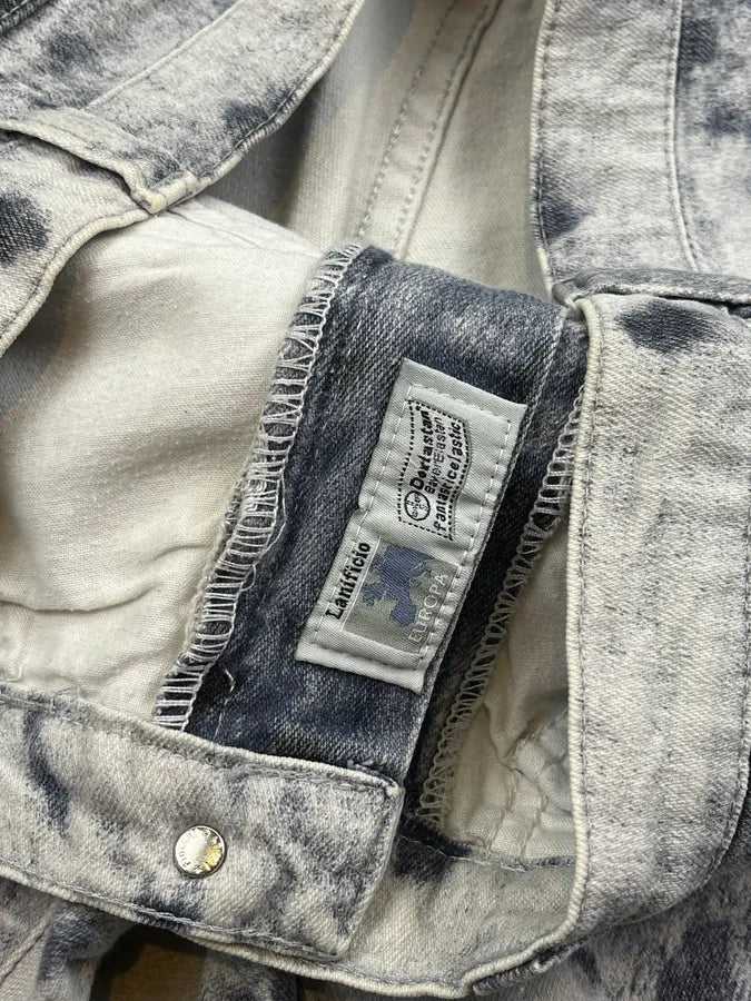 2000s Roberto Cavalli White & Navy Nighscale Stained Pants DoFfcTK 10