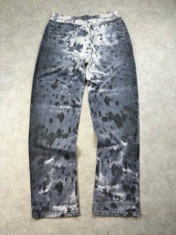 2000s Roberto Cavalli White & Navy Nighscale Stained Pants DoFfcTK 6