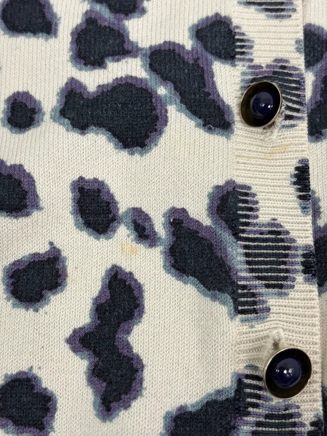 2000s Roberto Cavalli White & Navy Silk Leopard Cardigan gVlpXYR 9