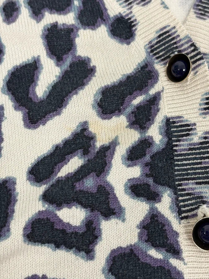 2000s Roberto Cavalli White & Navy Silk Leopard Cardigan gVlpXYR 8