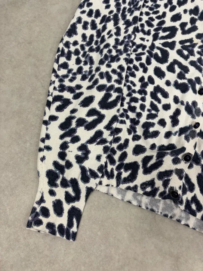 2000s Roberto Cavalli White & Navy Silk Leopard Cardigan gVlpXYR 7