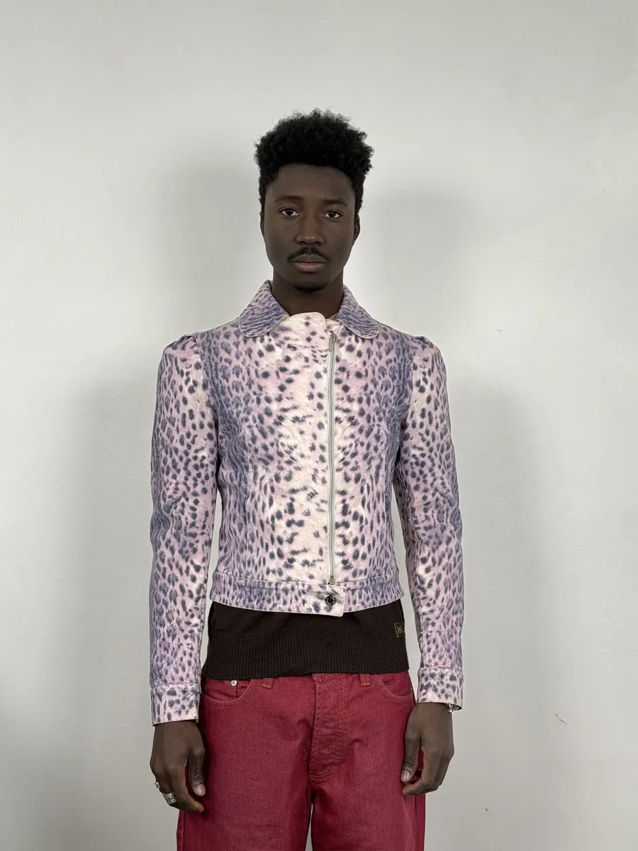 2000s Roberto Cavalli White & Purple Leopard Jacket PUWYhOc 1