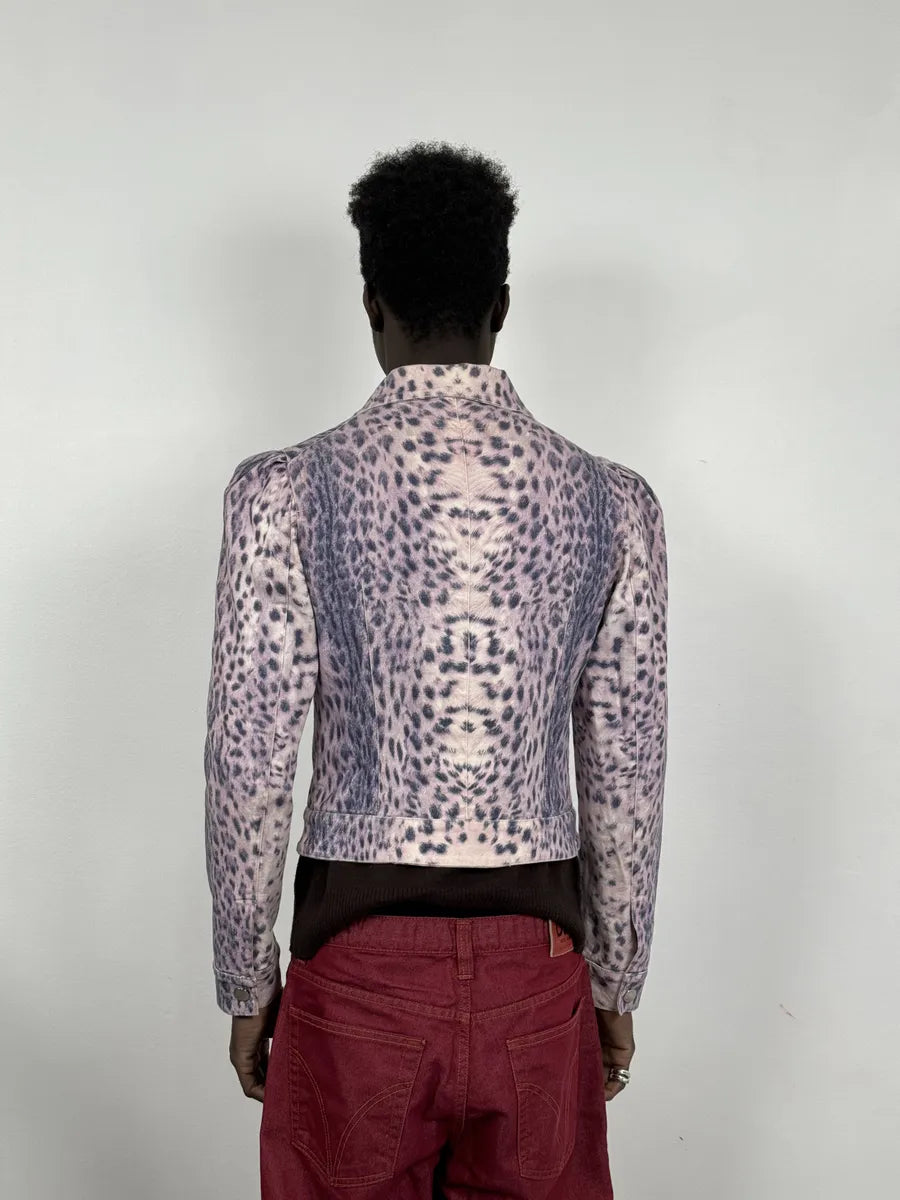 2000s Roberto Cavalli White & Purple Leopard Jacket PUWYhOc 2