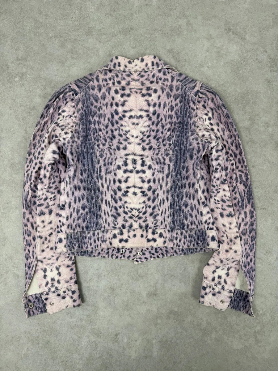 2000s Roberto Cavalli White & Purple Leopard Jacket PUWYhOc 3