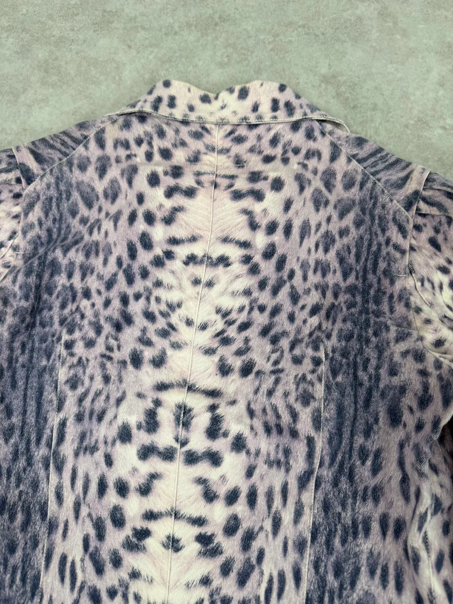2000s Roberto Cavalli White & Purple Leopard Jacket PUWYhOc 6