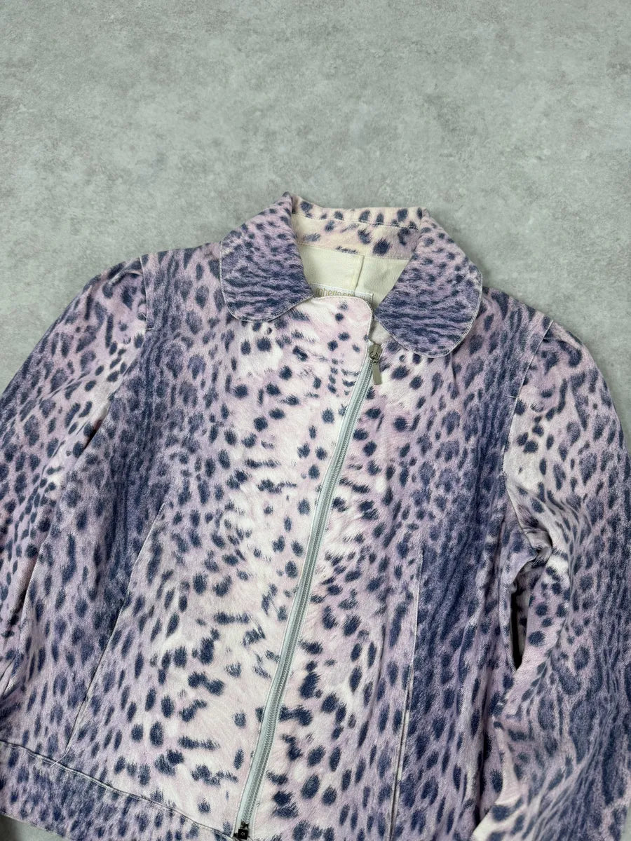 2000s Roberto Cavalli White & Purple Leopard Jacket PUWYhOc 7