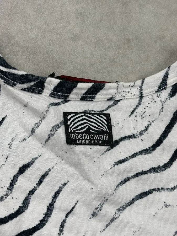 2000s Roberto Cavalli White Cotton Zebra Stripe T-Shirt DJyHEAg 7