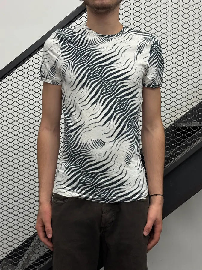 2000s Roberto Cavalli White Cotton Zebra Stripe T-Shirt DJyHEAg 1
