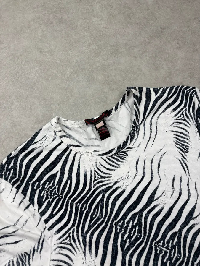 2000s Roberto Cavalli White Cotton Zebra Stripe T-Shirt DJyHEAg 4