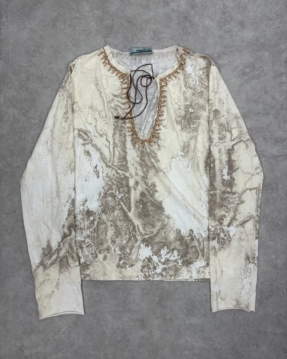 2000s Roberto Cavalli White Creamy Python Effect Longsleeves Top yChowUP 0