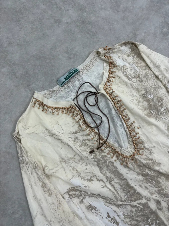 2000s Roberto Cavalli White Creamy Python Effect Longsleeves Top yChowUP 5
