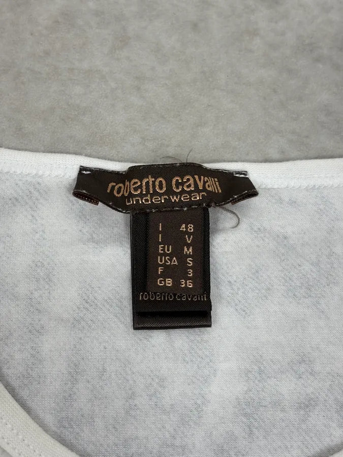 2000s Roberto Cavalli White Leopard Print T-Shirt xcciEzV 6