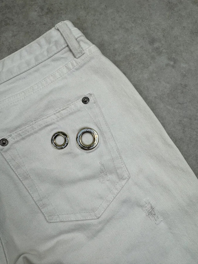 2000s Roberto Cavalli White Metal Eyelets Distressed Jeans  EZEJmxo 10