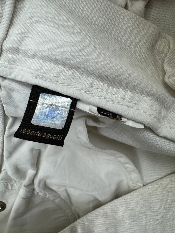 2000s Roberto Cavalli White Metal Eyelets Distressed Jeans  EZEJmxo 11