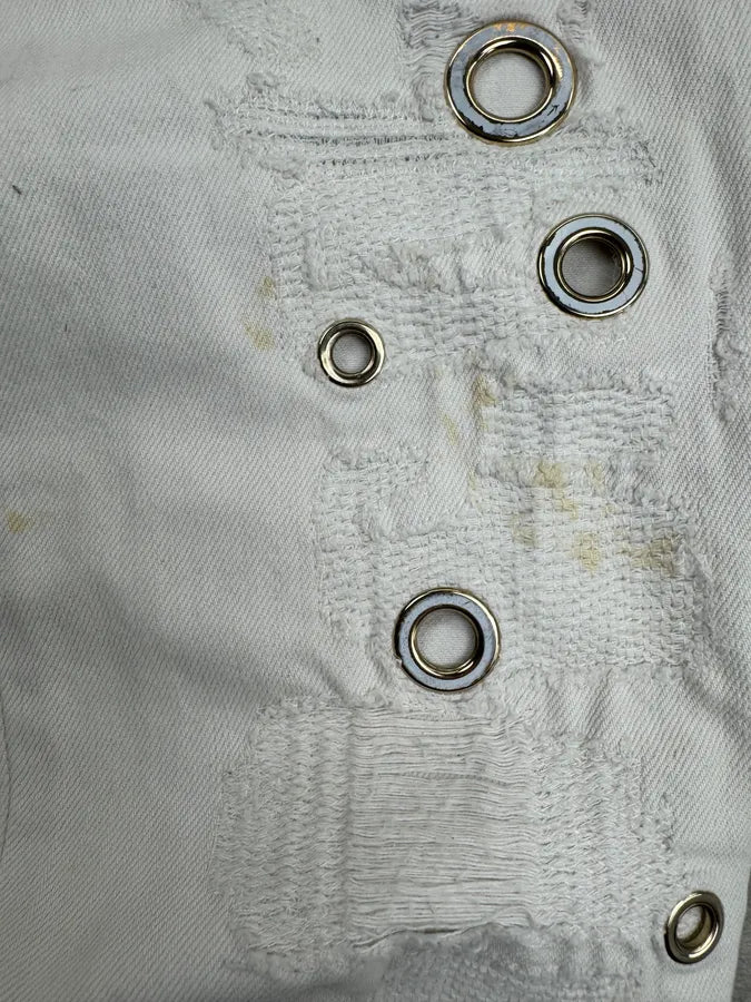 2000s Roberto Cavalli White Metal Eyelets Distressed Jeans  EZEJmxo 12