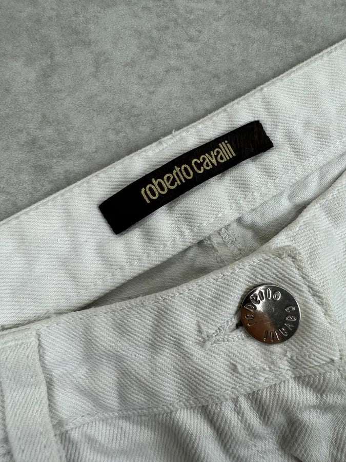 2000s Roberto Cavalli White Metal Eyelets Distressed Jeans  EZEJmxo 6