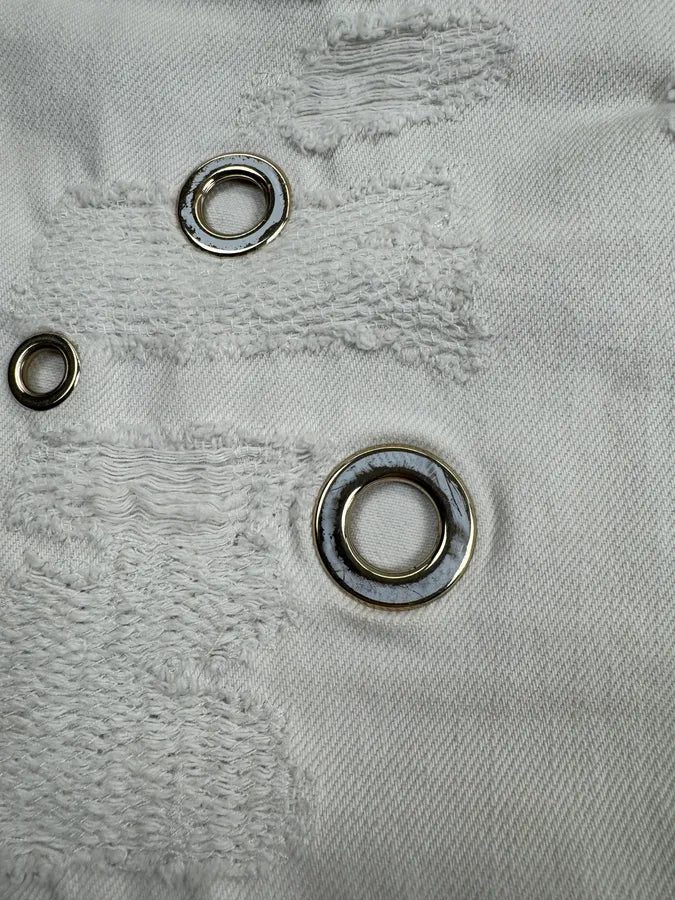 2000s Roberto Cavalli White Metal Eyelets Distressed Jeans  EZEJmxo 8