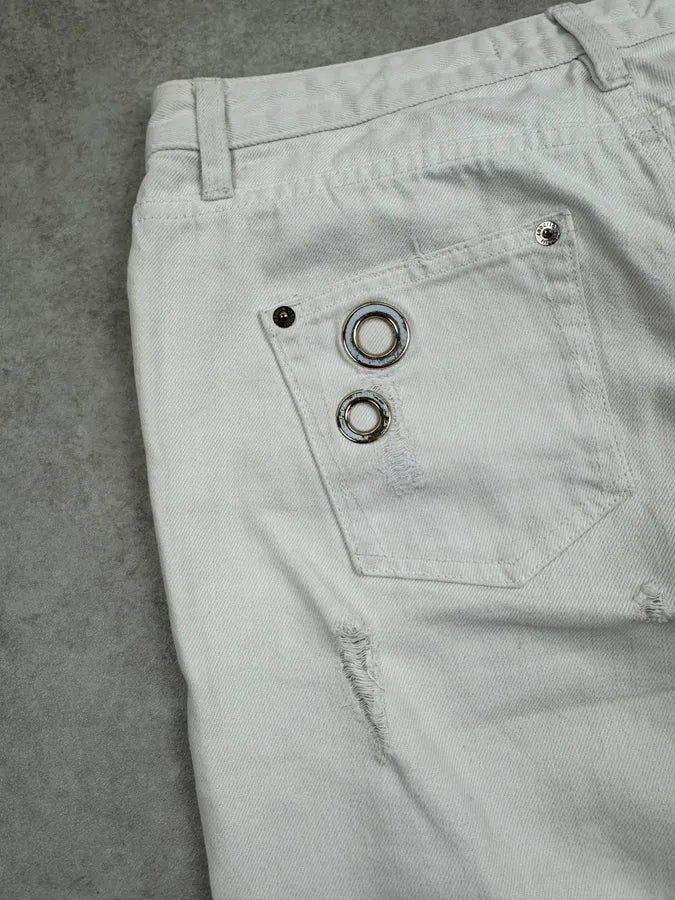 2000s Roberto Cavalli White Metal Eyelets Distressed Jeans  EZEJmxo 9