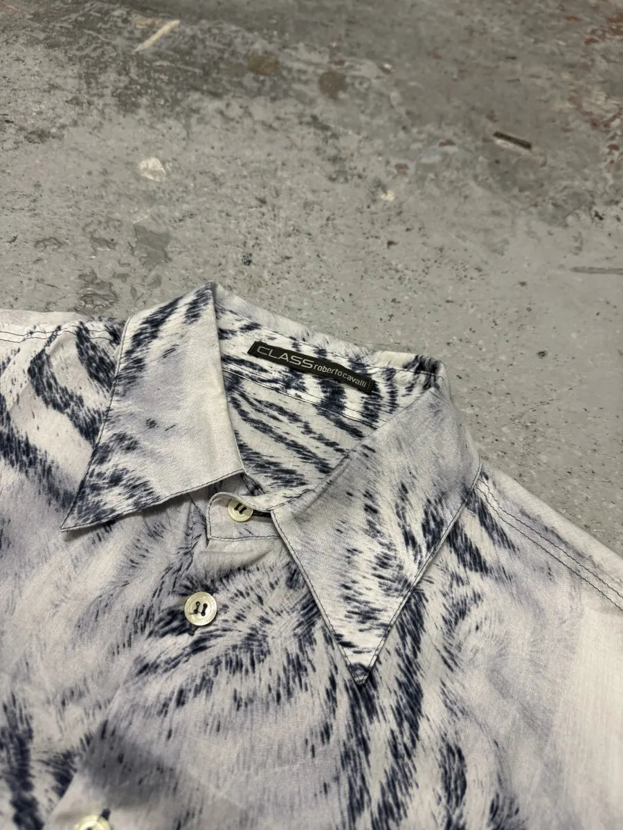 2000s Roberto Cavalli White Safari Savage Shirt ZJbKLcn 9
