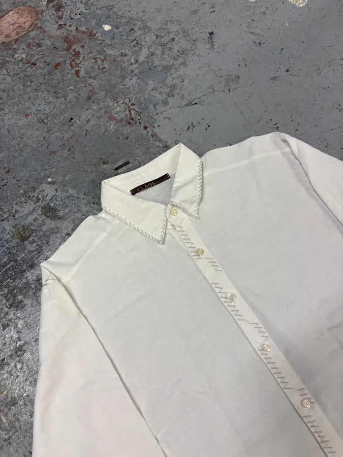 2000s Roberto Cavalli White Signature Laced Shirt ZYbLYTD 4