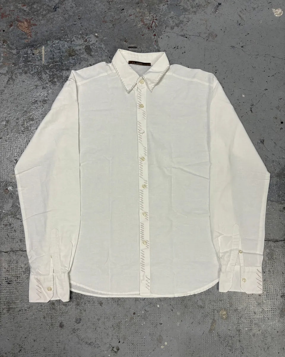 2000s Roberto Cavalli White Signature Laced Shirt ZYbLYTD 0