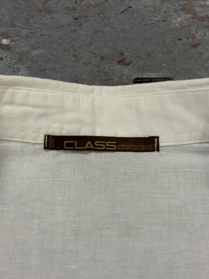 2000s Roberto Cavalli White Signature Laced Shirt ZYbLYTD 8