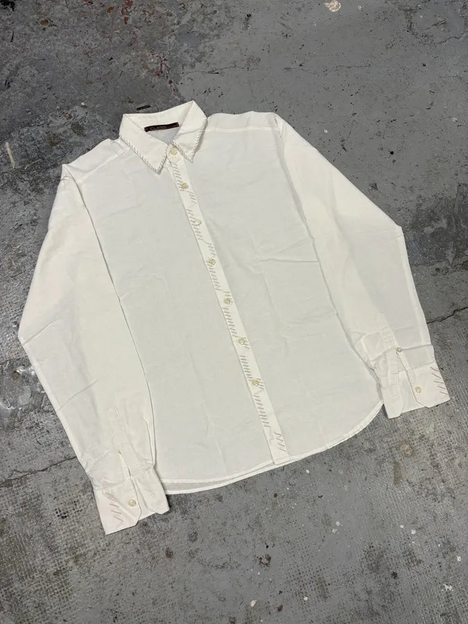 2000s Roberto Cavalli White Signature Laced Shirt ZYbLYTD 3