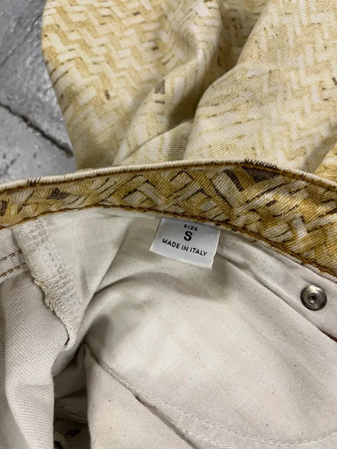 2000s Roberto Cavalli Wicker Basket Gradient Print Beige Pants YXAtkCb 10