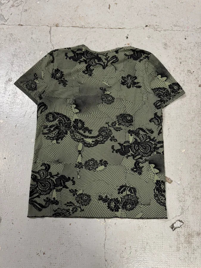 2000s Roberto Cavalli Wire Roses Khaki T-Shirt aesrHJg 4