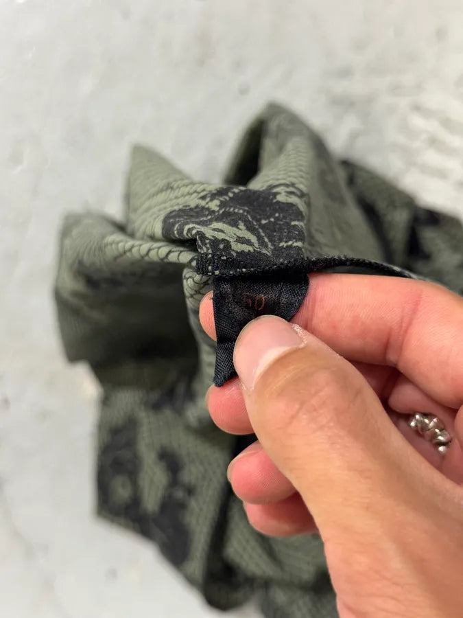 2000s Roberto Cavalli Wire Roses Khaki T-Shirt aesrHJg 6