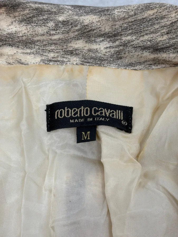 AW1999 Roberto Cavalli Wolf Fur Effect Beige Blazer Jacket FjmSraB 11